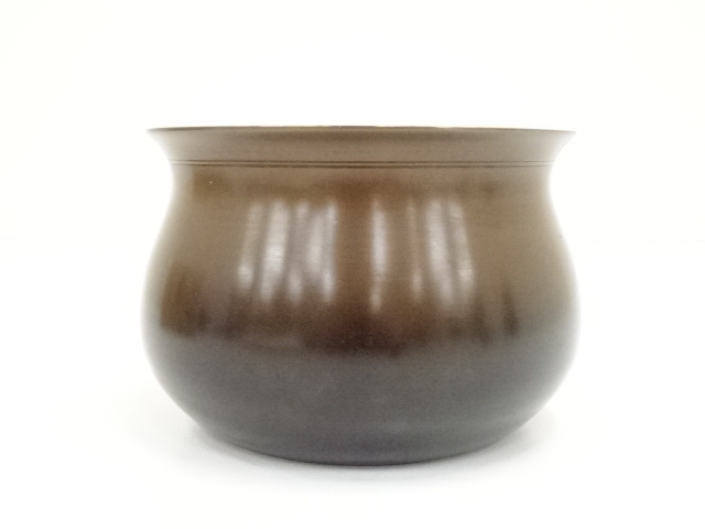 茶道具　萩井一司作　素銅青海盆　丸盆　共箱　C　5369 茶道具萩井一司作素銅青海盆丸盆共箱C5369